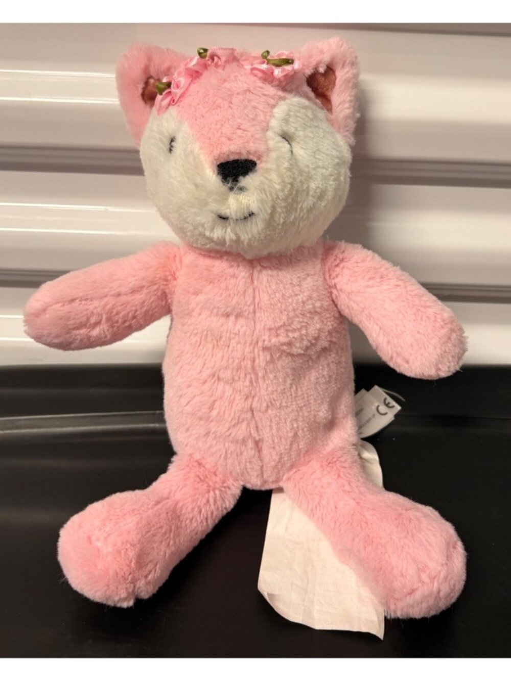 Manhattan Kids Toy Pink Plush Fox Floral Headband Stuffed Animal Satin Flowers
